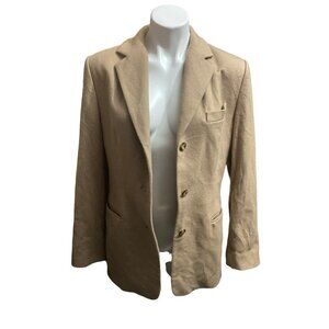 𝅺ll BEAN Women’s Vintage Wool Tan Blazer Button Up Size 10